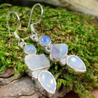 Triple Moon Moonstone Earrings