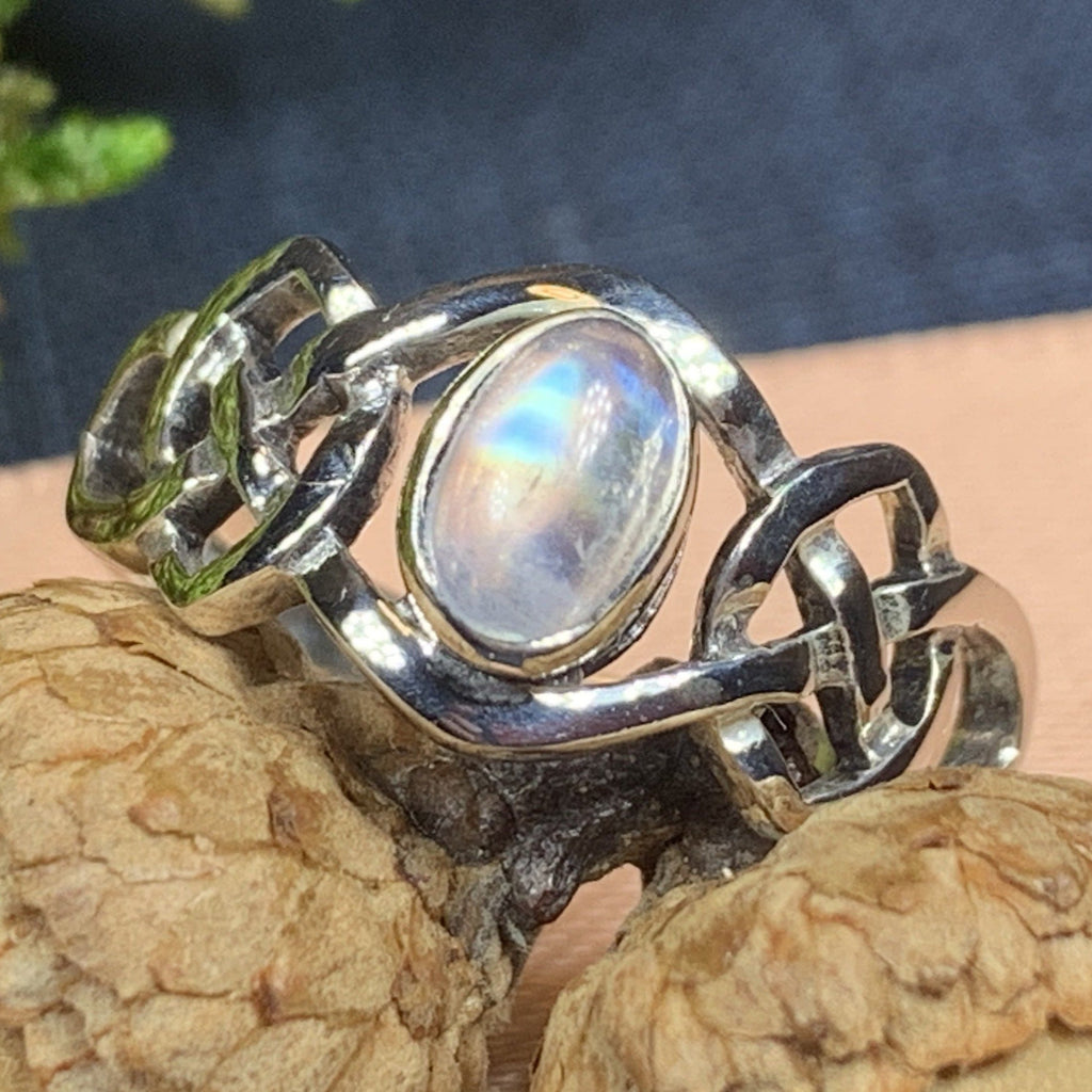 Celeste Celtic Knot Moonstone Ring