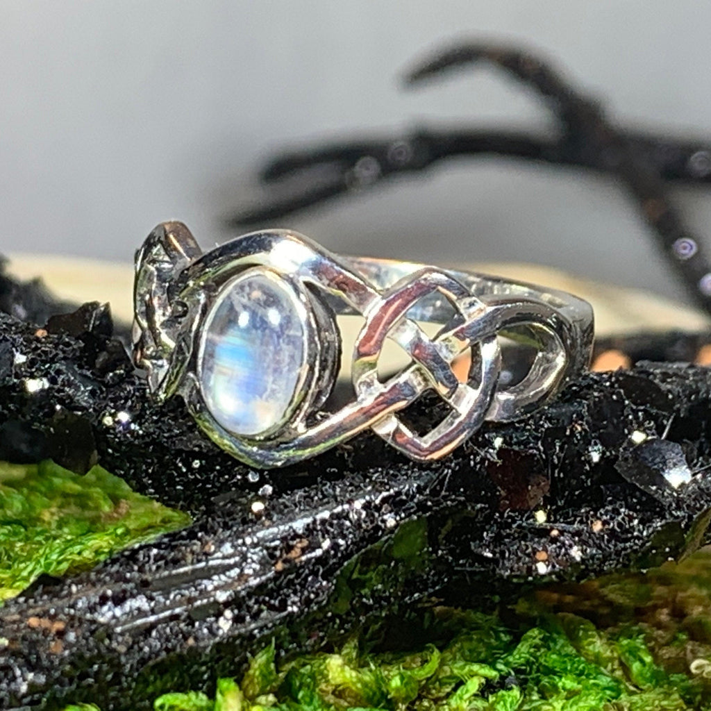 Celeste Celtic Knot Moonstone Ring