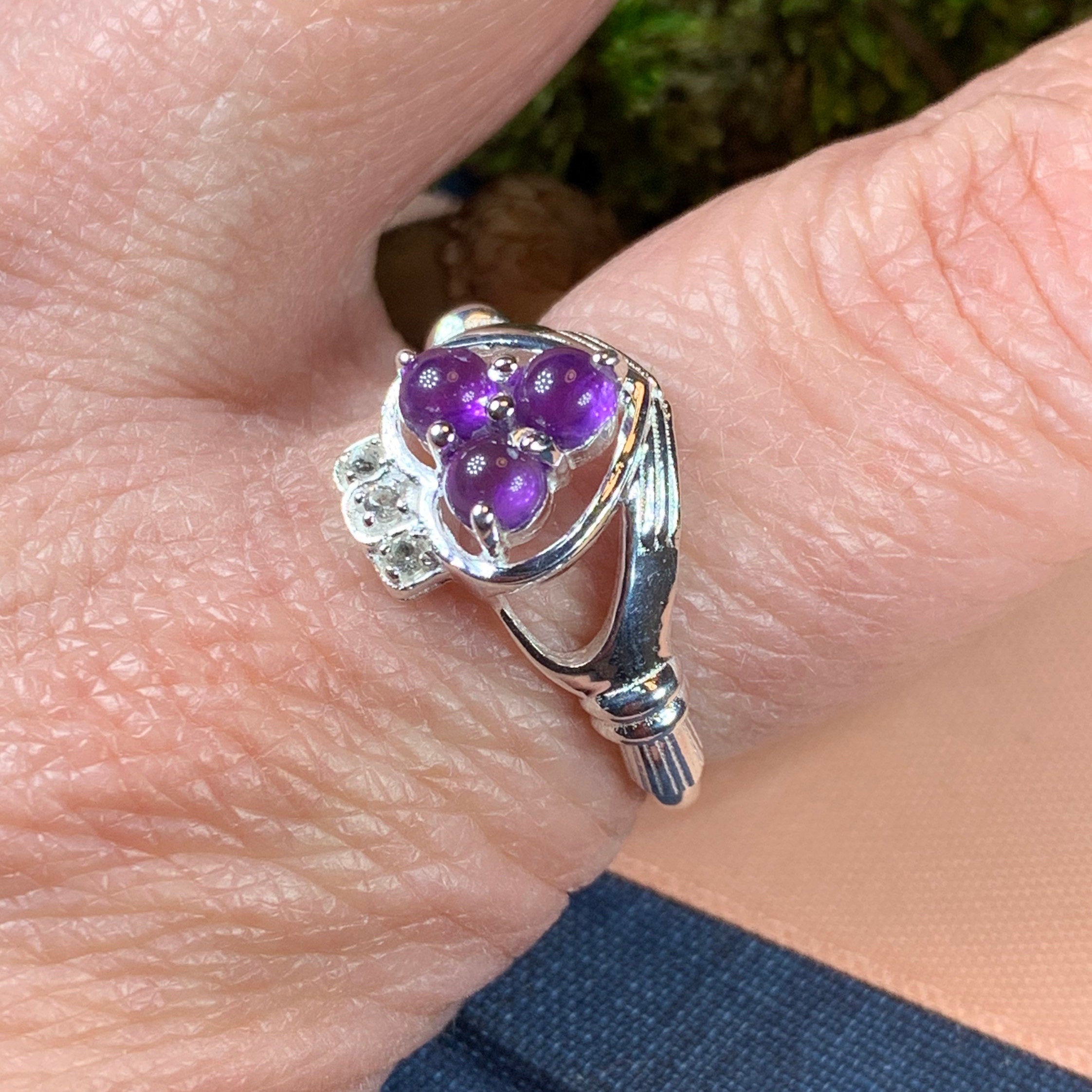 Eternity Amethyst Claddagh Ring