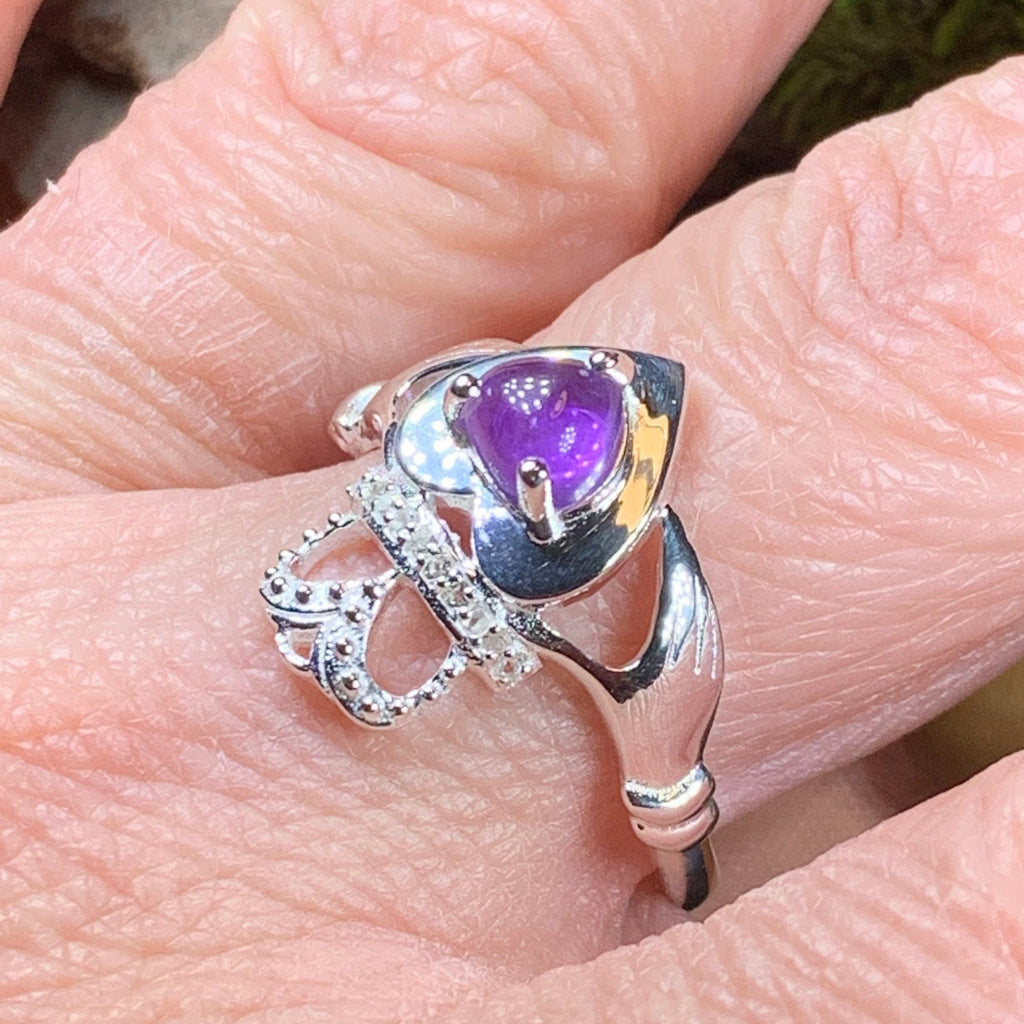 Noble Heart Amethyst Claddagh Ring