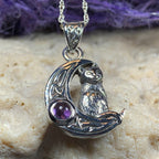 Celtic Cat in the Moon Necklace