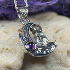 Celtic Cat in the Moon Necklace