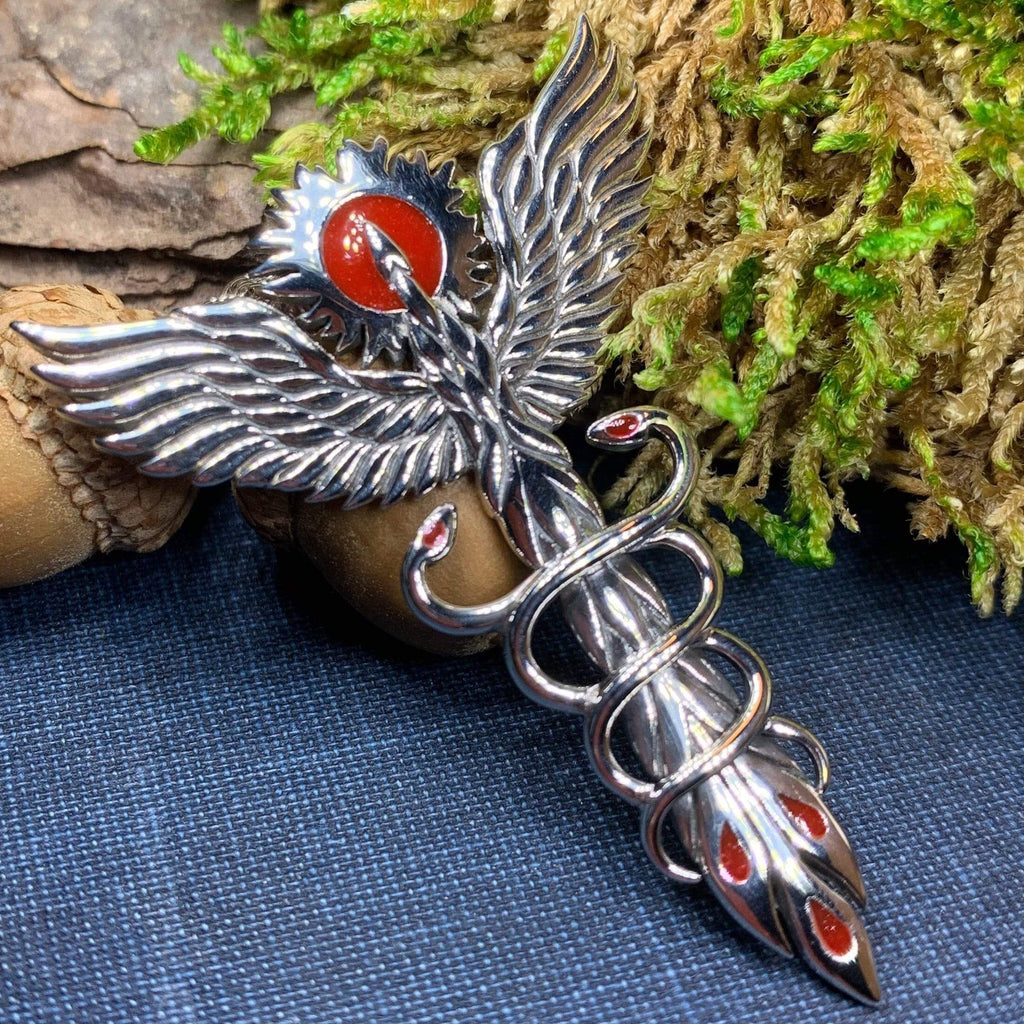 Caduceus Phoenix Necklace