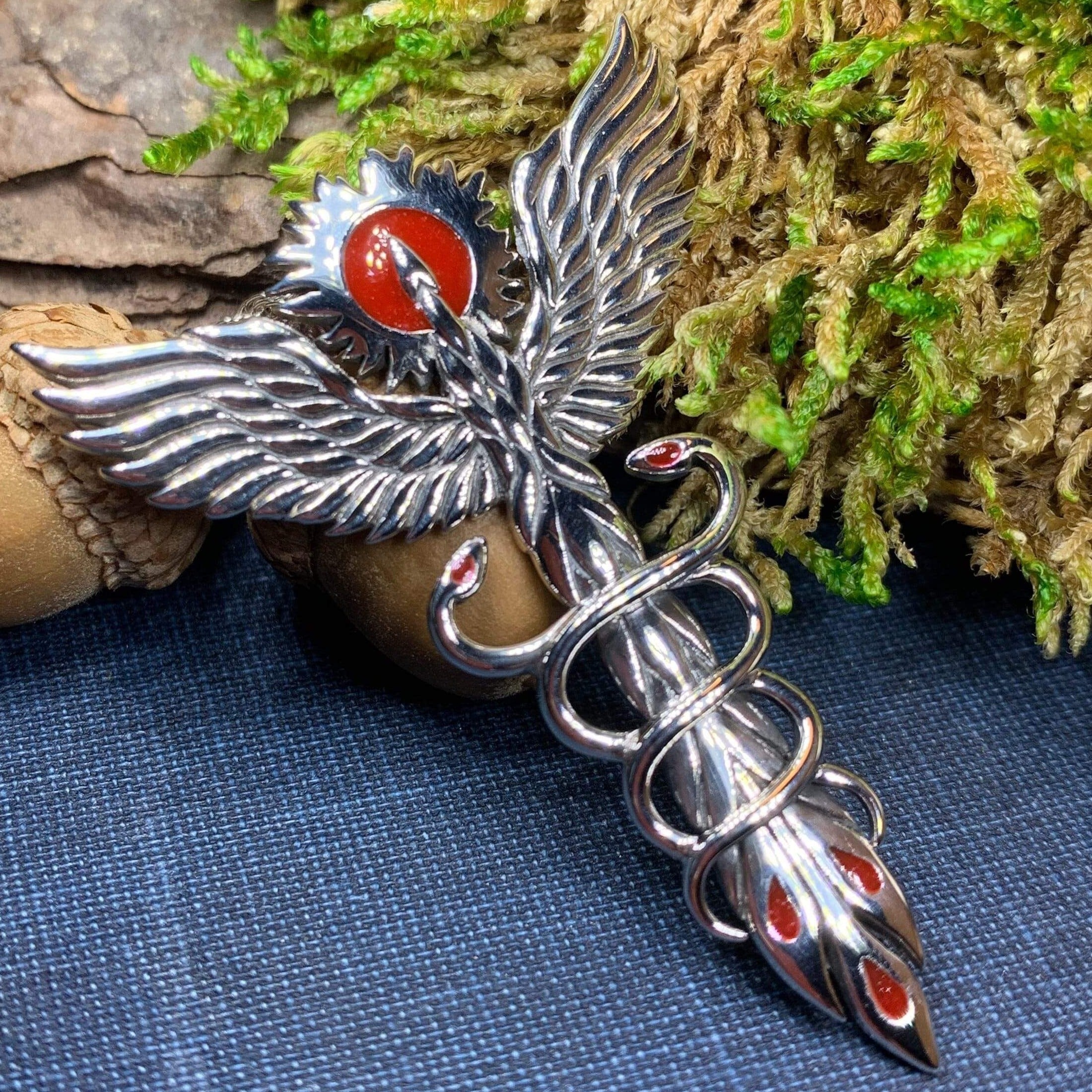 Caduceus Phoenix Necklace