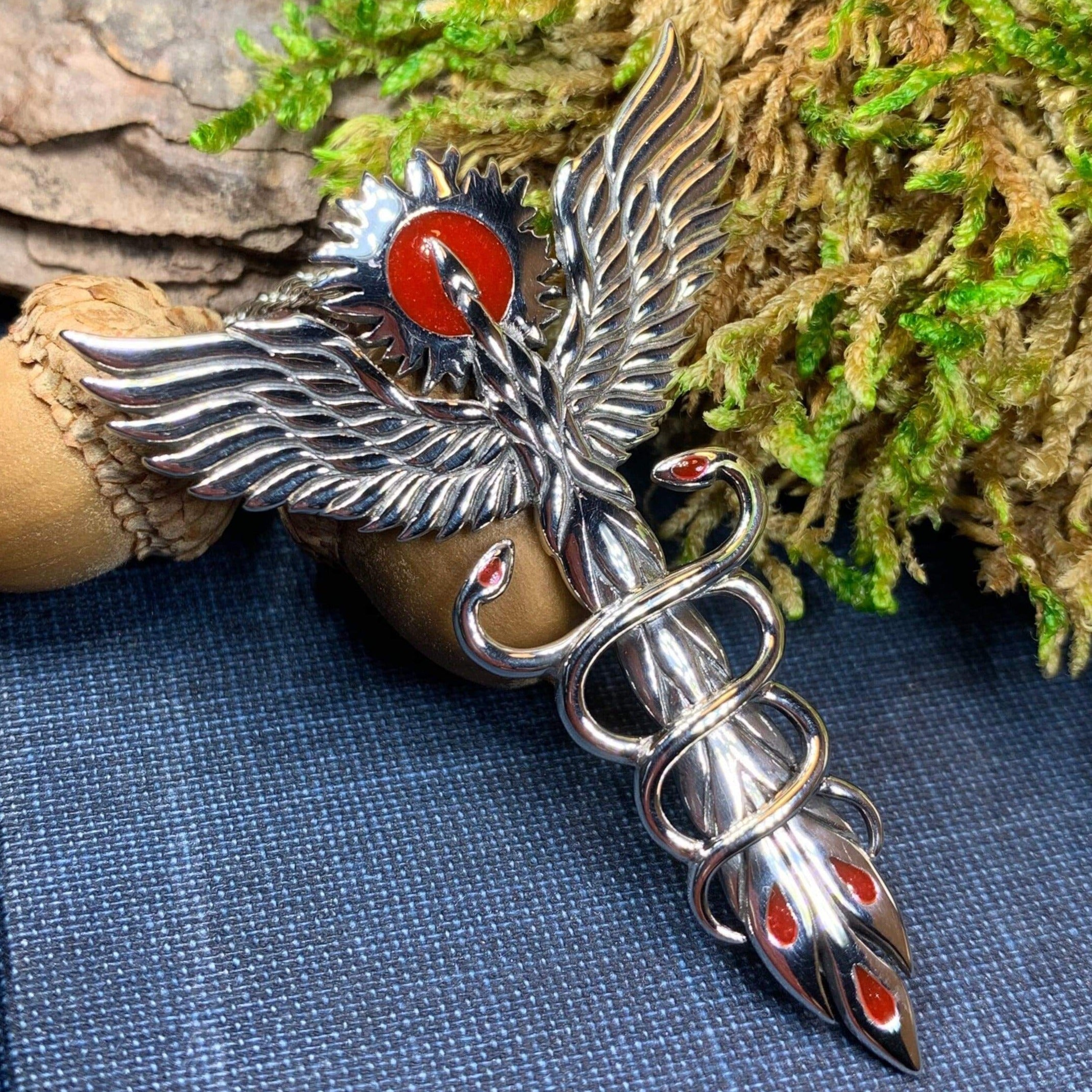 Caduceus Phoenix Necklace