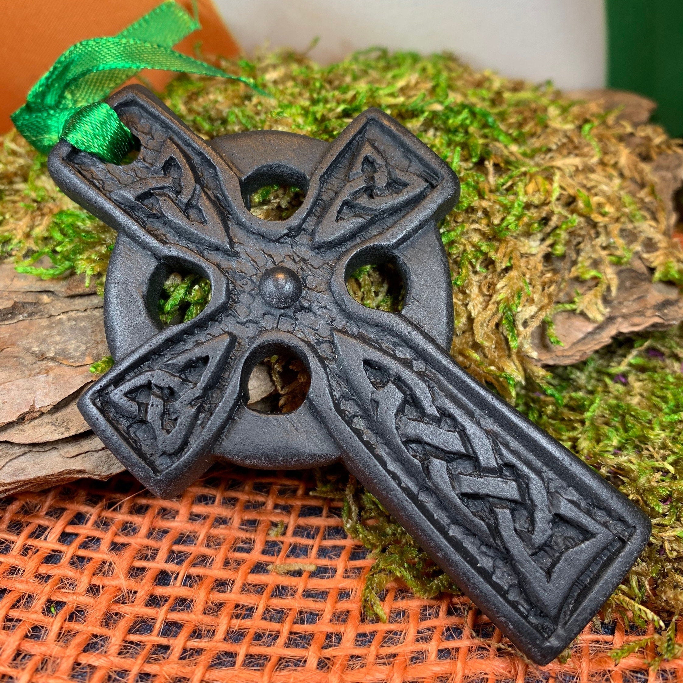 Irish Turf Celtic Cross Ornament