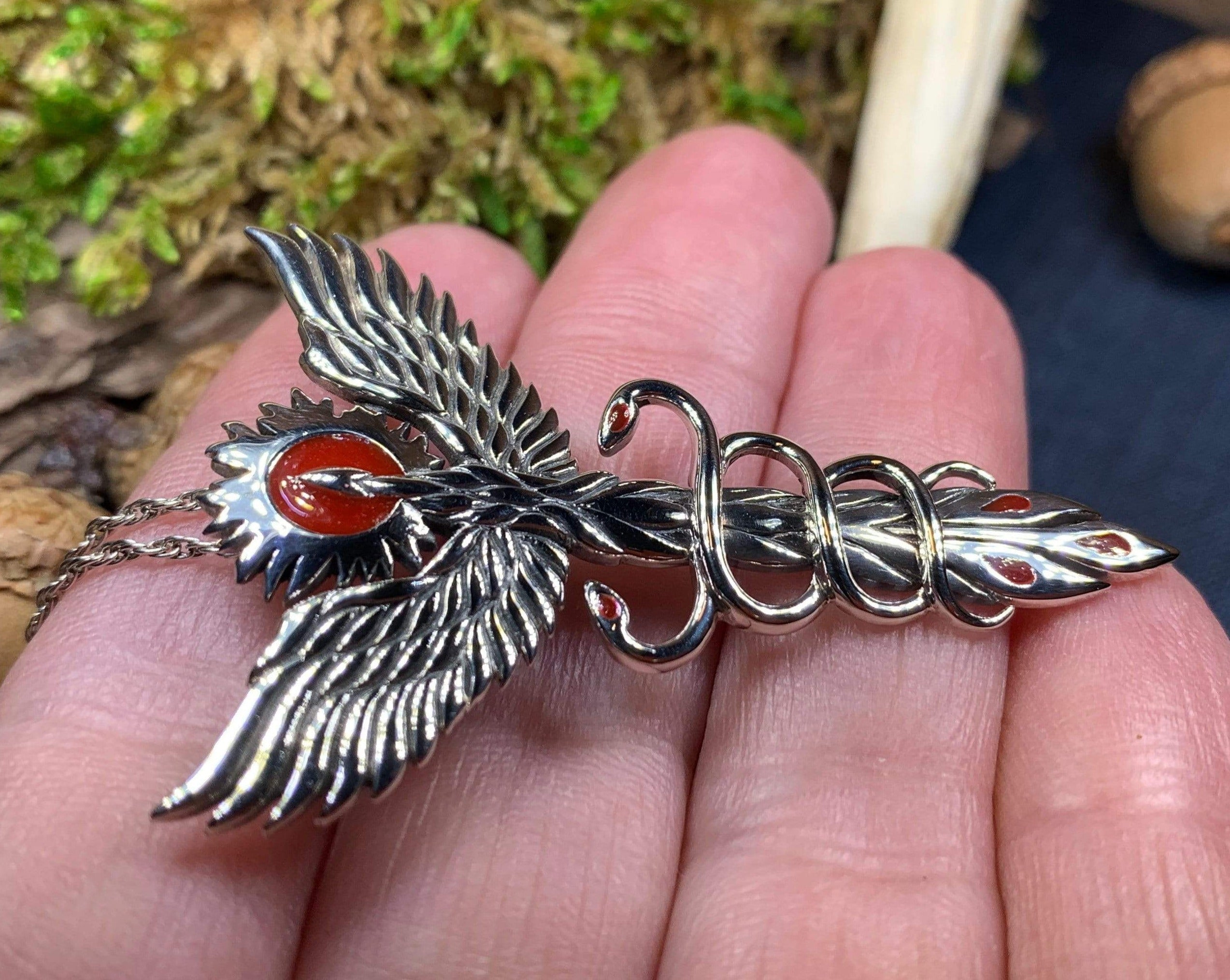 Caduceus Phoenix Necklace