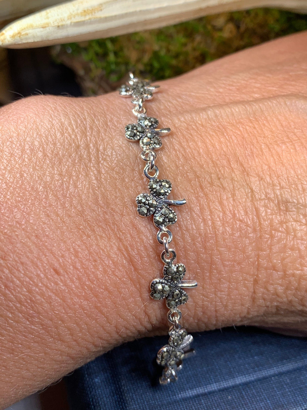 Irish Shamrock Marcasite Bracelet