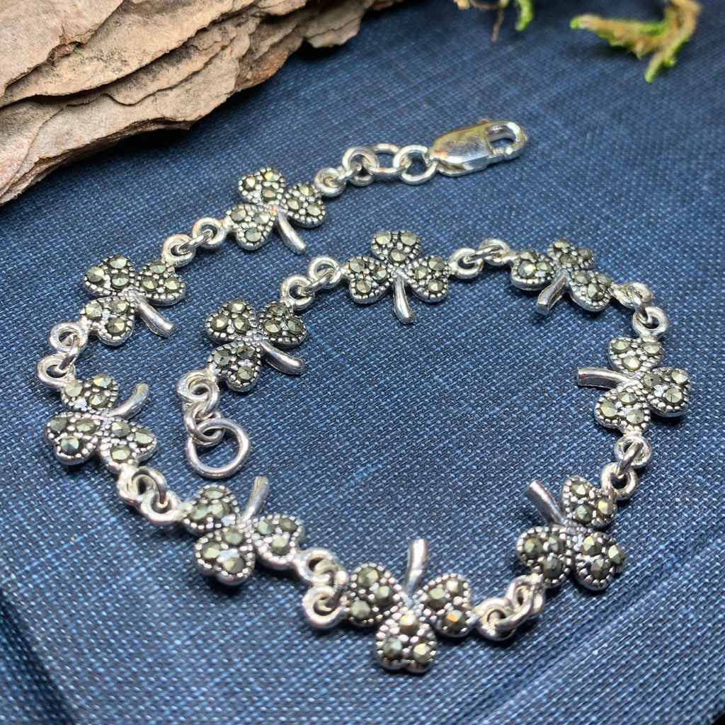 Irish Shamrock Marcasite Bracelet