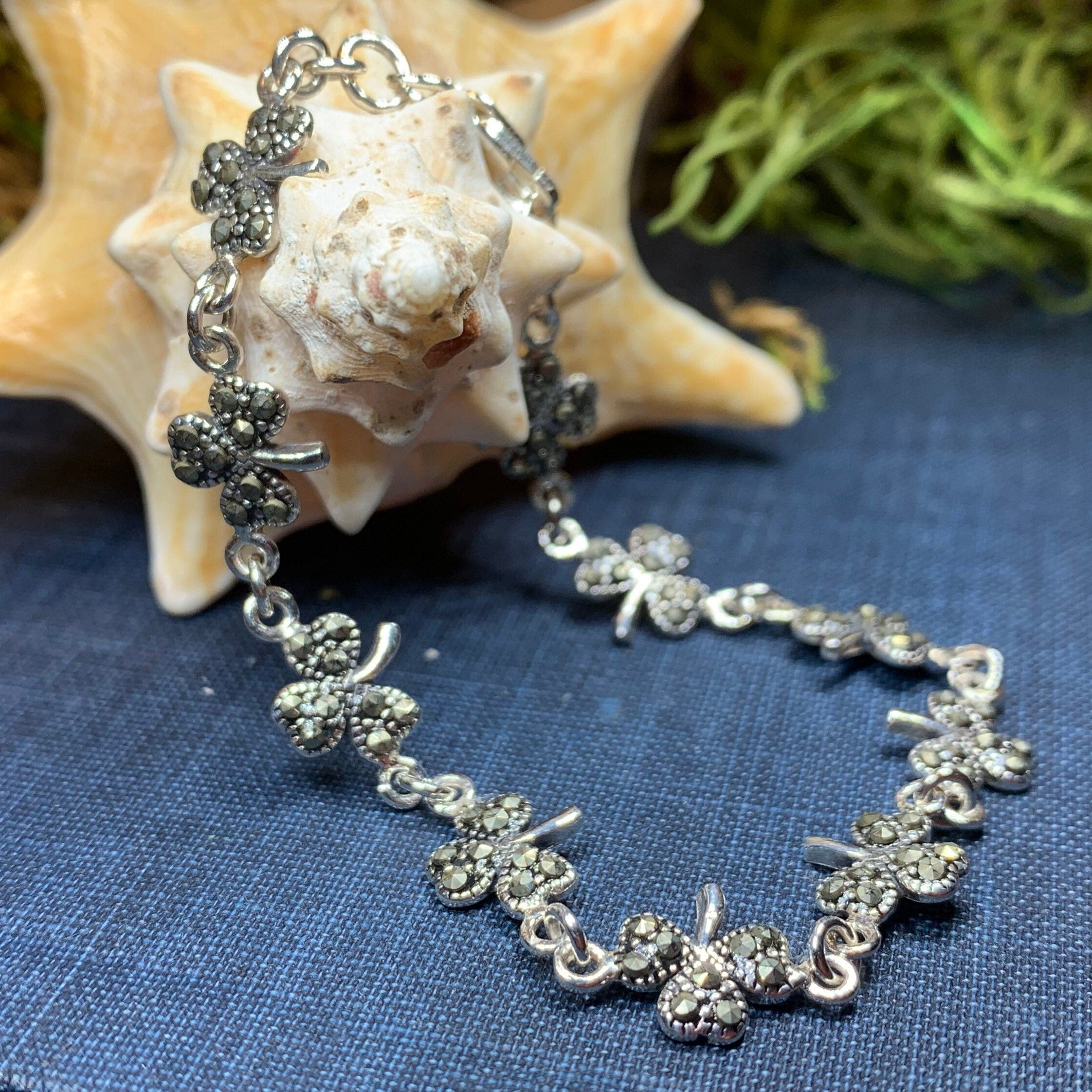 Irish Shamrock Marcasite Bracelet