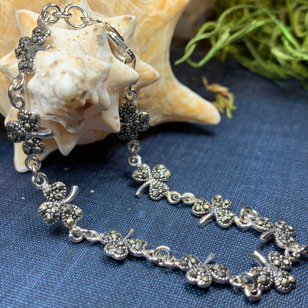 Irish Shamrock Marcasite Bracelet