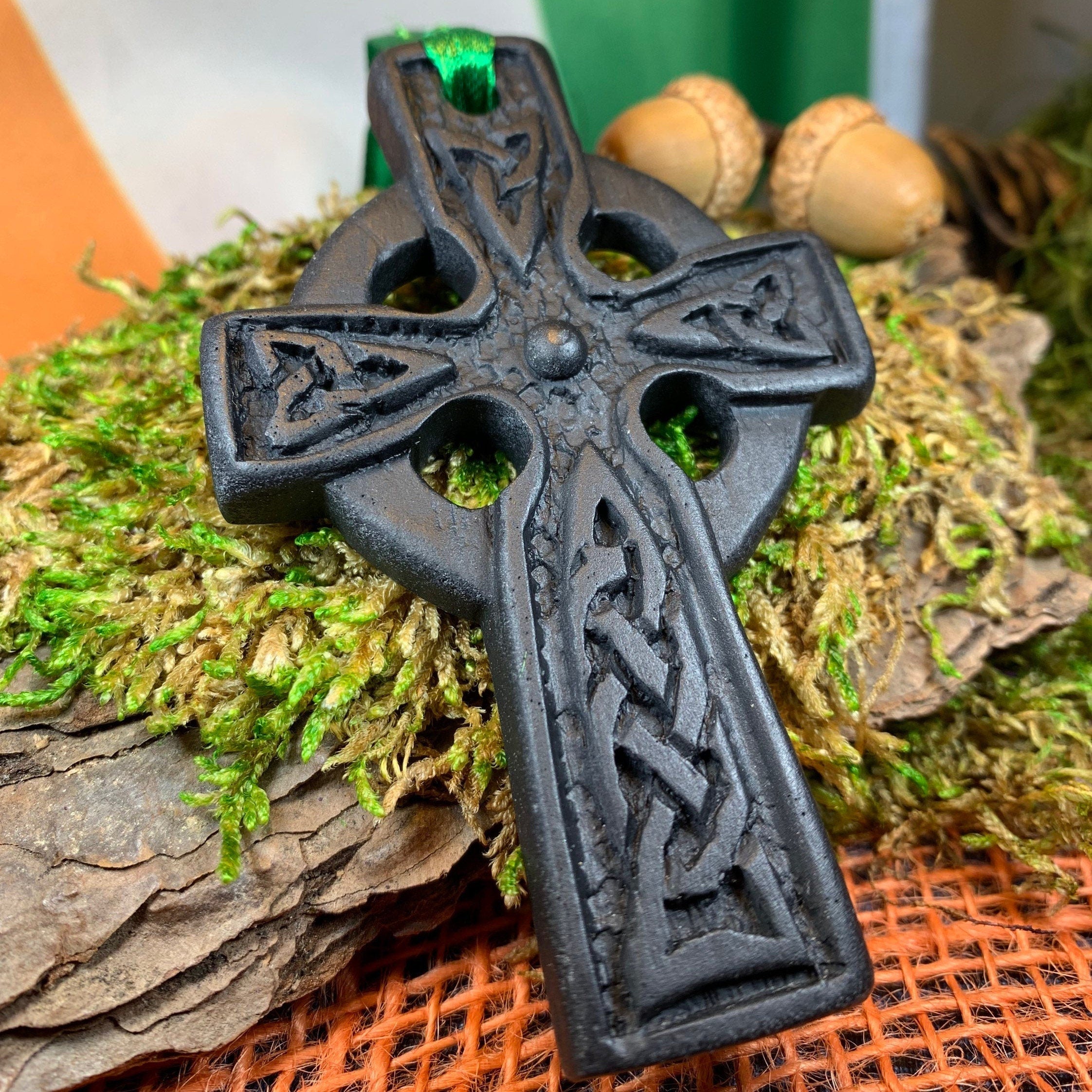 Irish Turf Celtic Cross Ornament