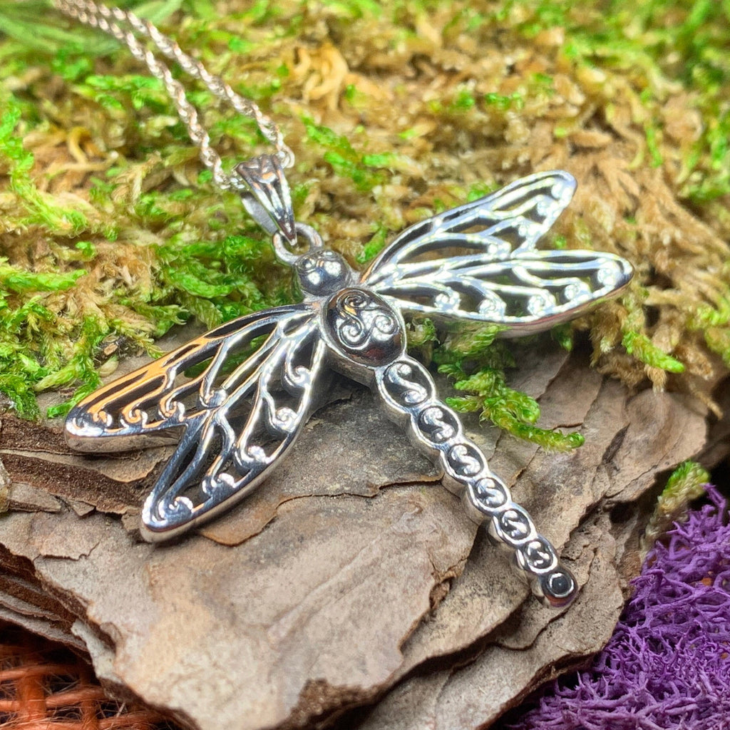 Triple Spiral Dragonfly Necklace