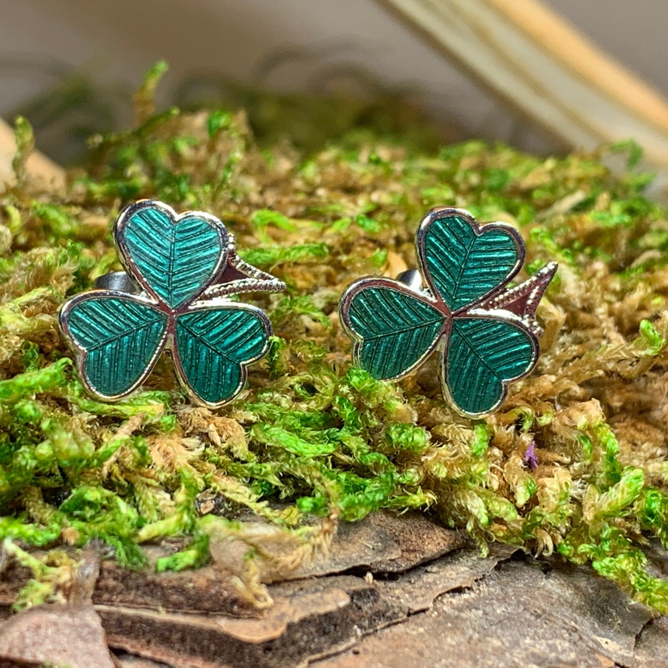 Shamrock Enamel Earrings