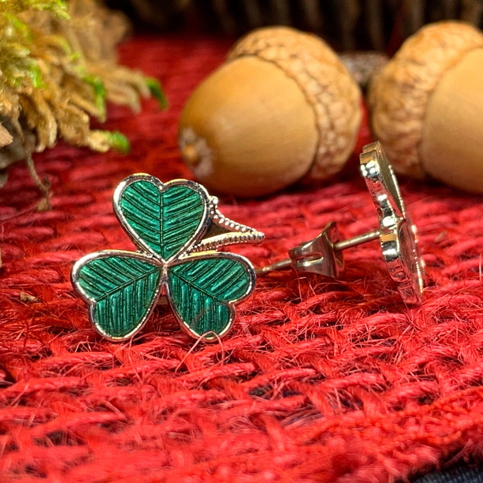 Shamrock Enamel Earrings