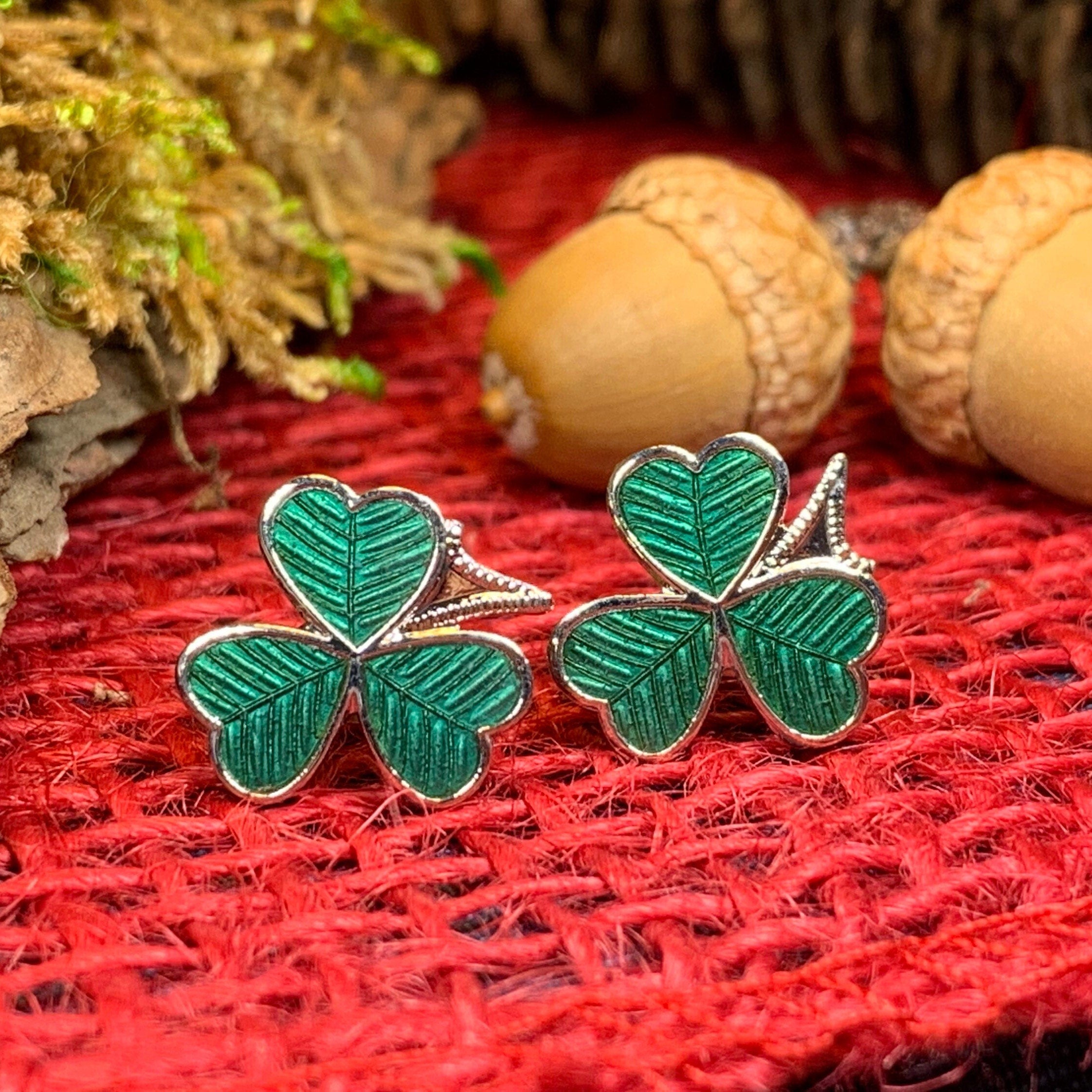 Shamrock Enamel Earrings
