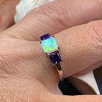 Scottish Mist Opal & Amethyst Ring