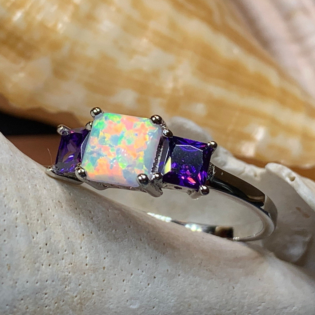 Scottish Mist Opal & Amethyst Ring