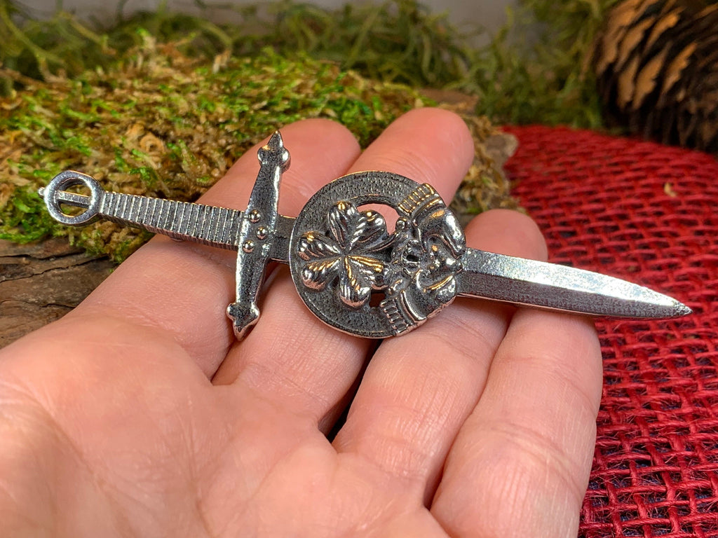 Irish Shamrock & Claddagh Kilt Pin