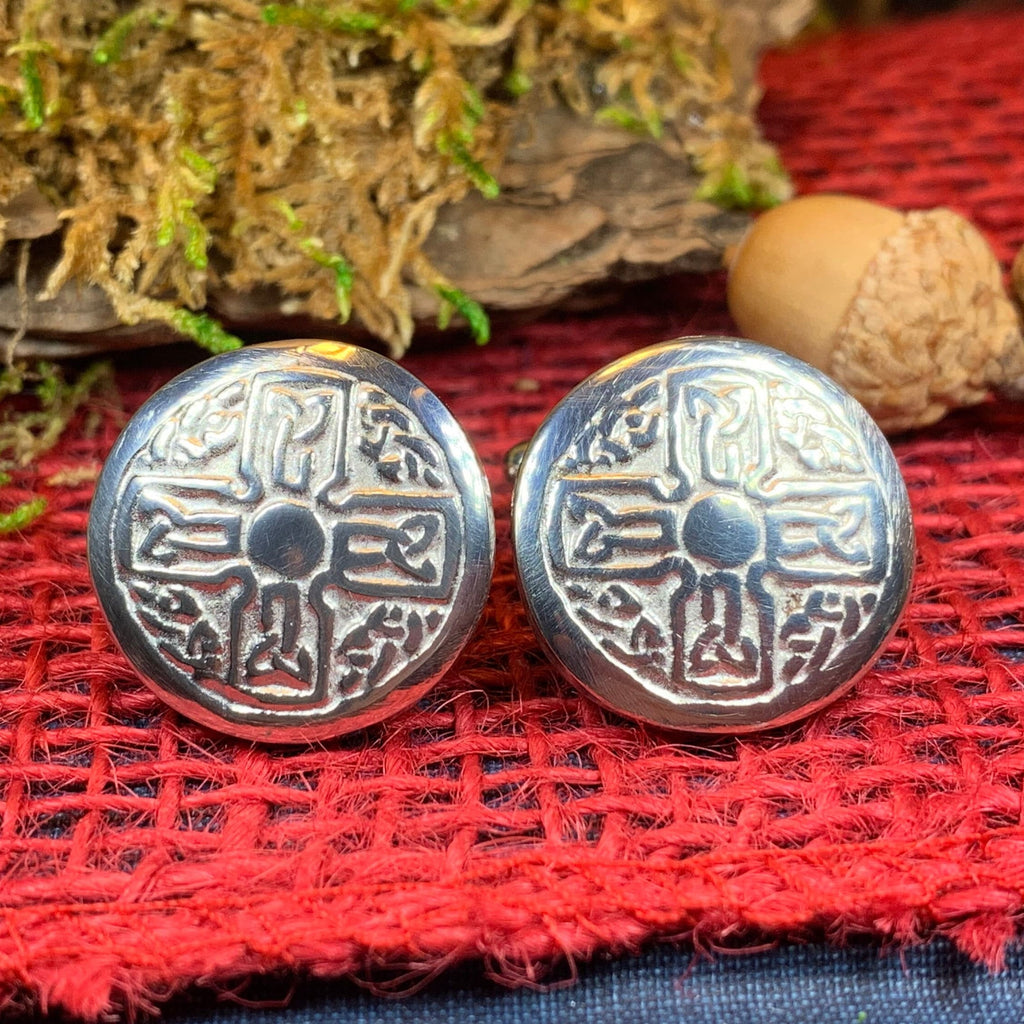 Round Celtic Cross Cuff Links