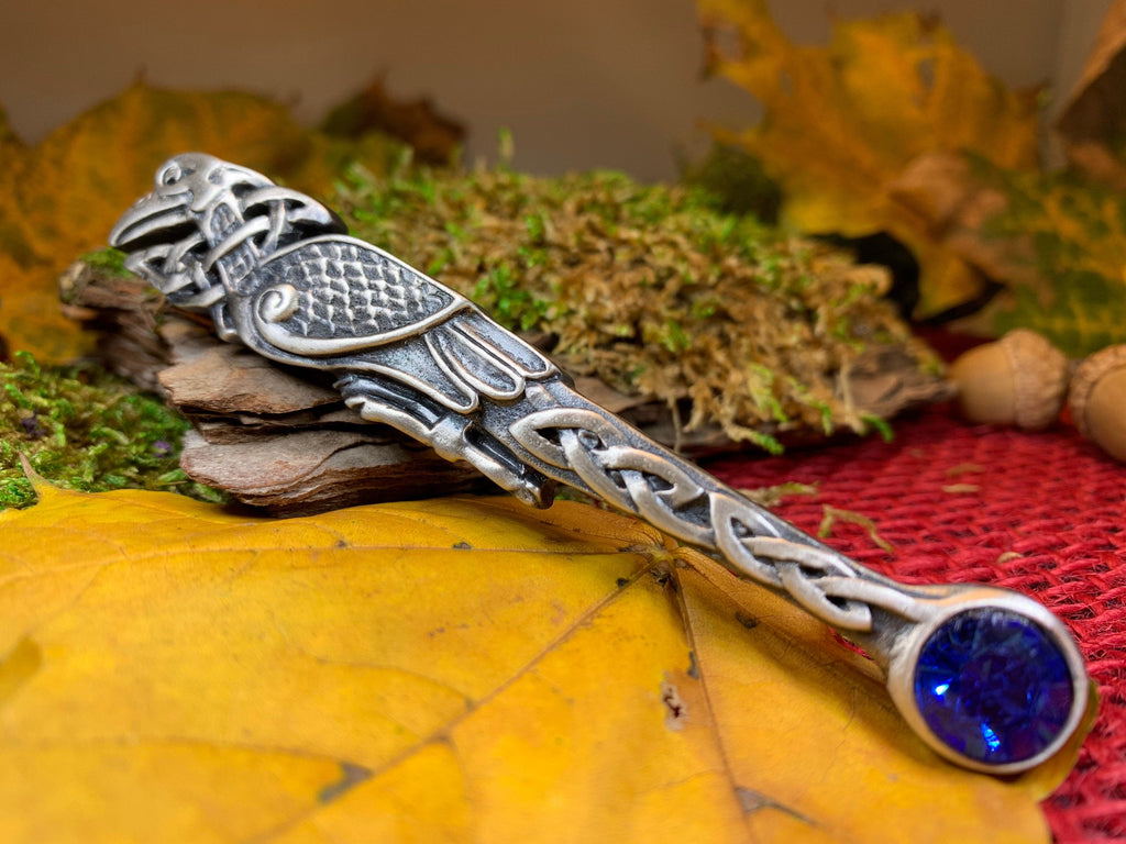 Celtic Raven Crystal Kilt Pin