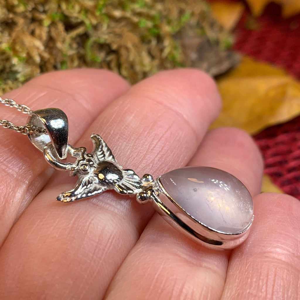 Nissa Rose Quartz Owl Necklace