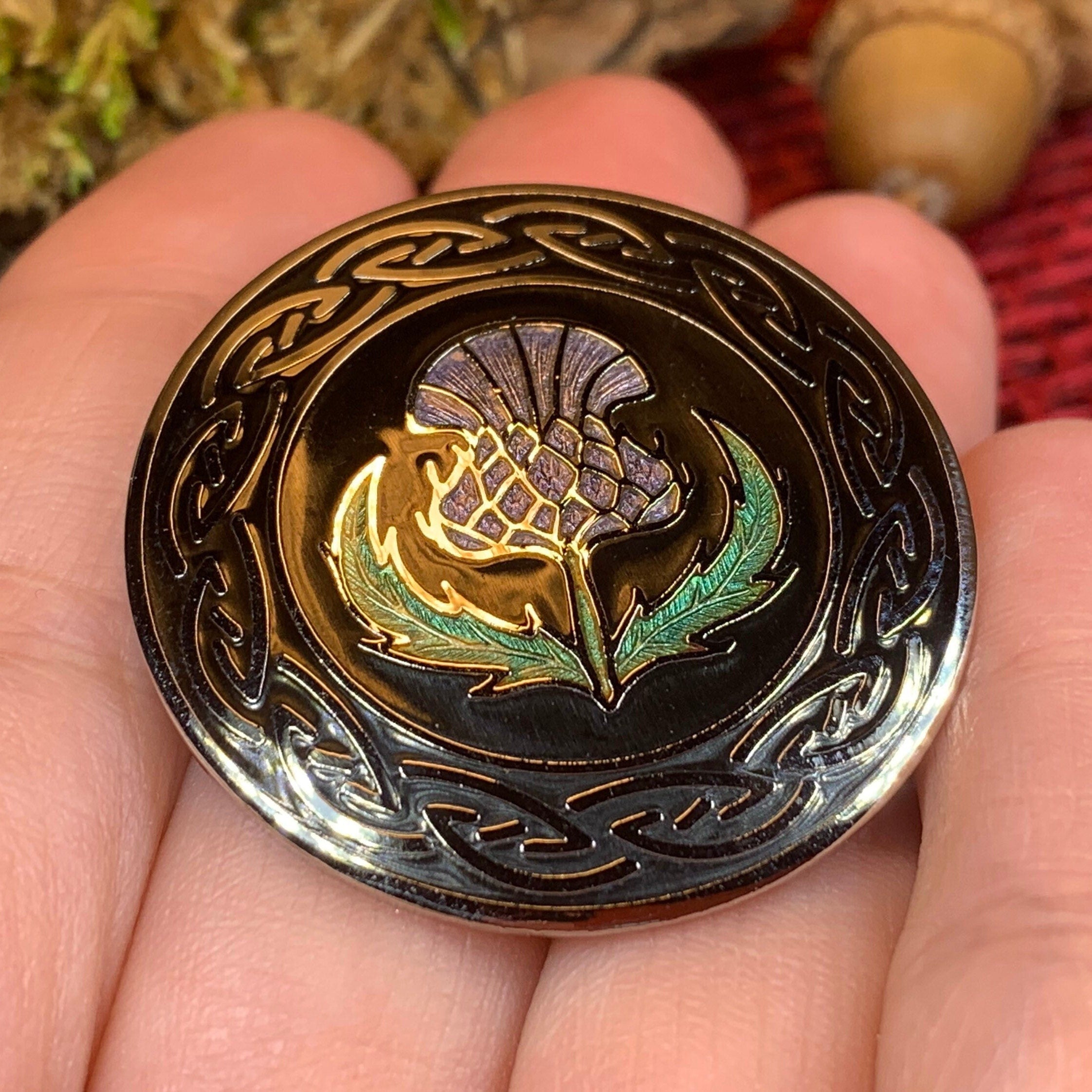 Thistle Enamel Brooch