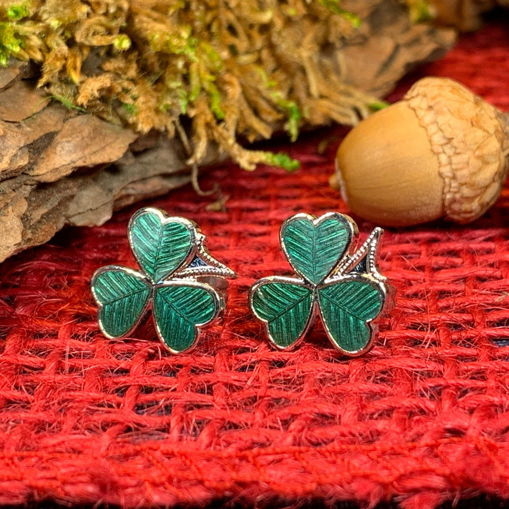 Shamrock Enamel Earrings