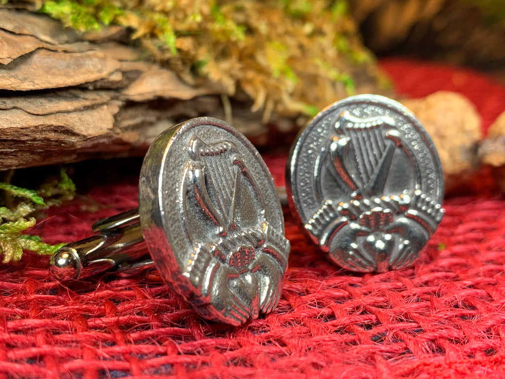 Irish Claddagh & Harp Cuff Links