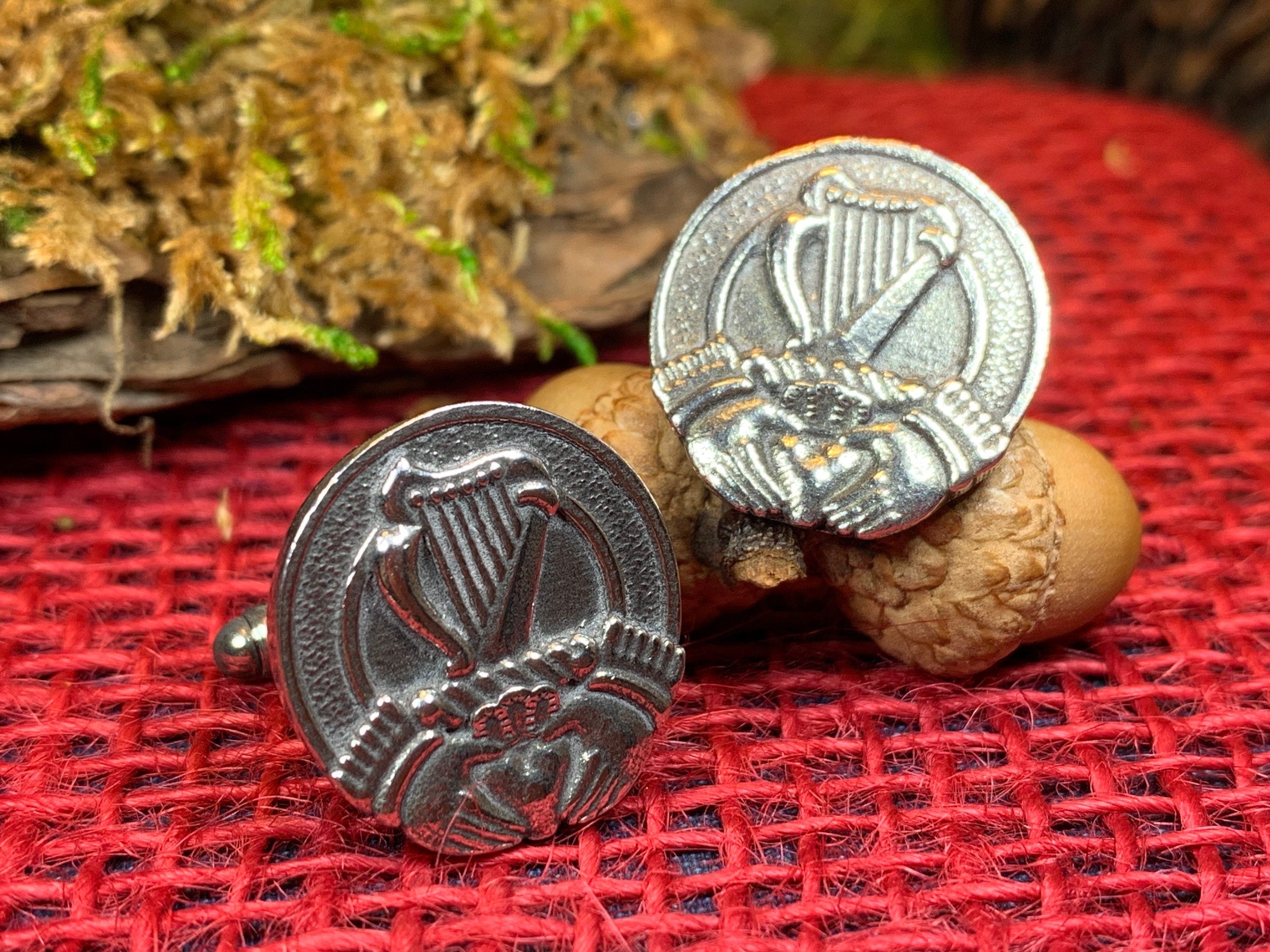 Irish Claddagh & Harp Cuff Links