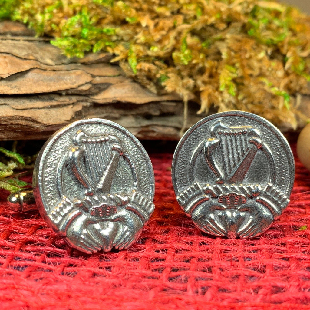 Irish Claddagh & Harp Cuff Links