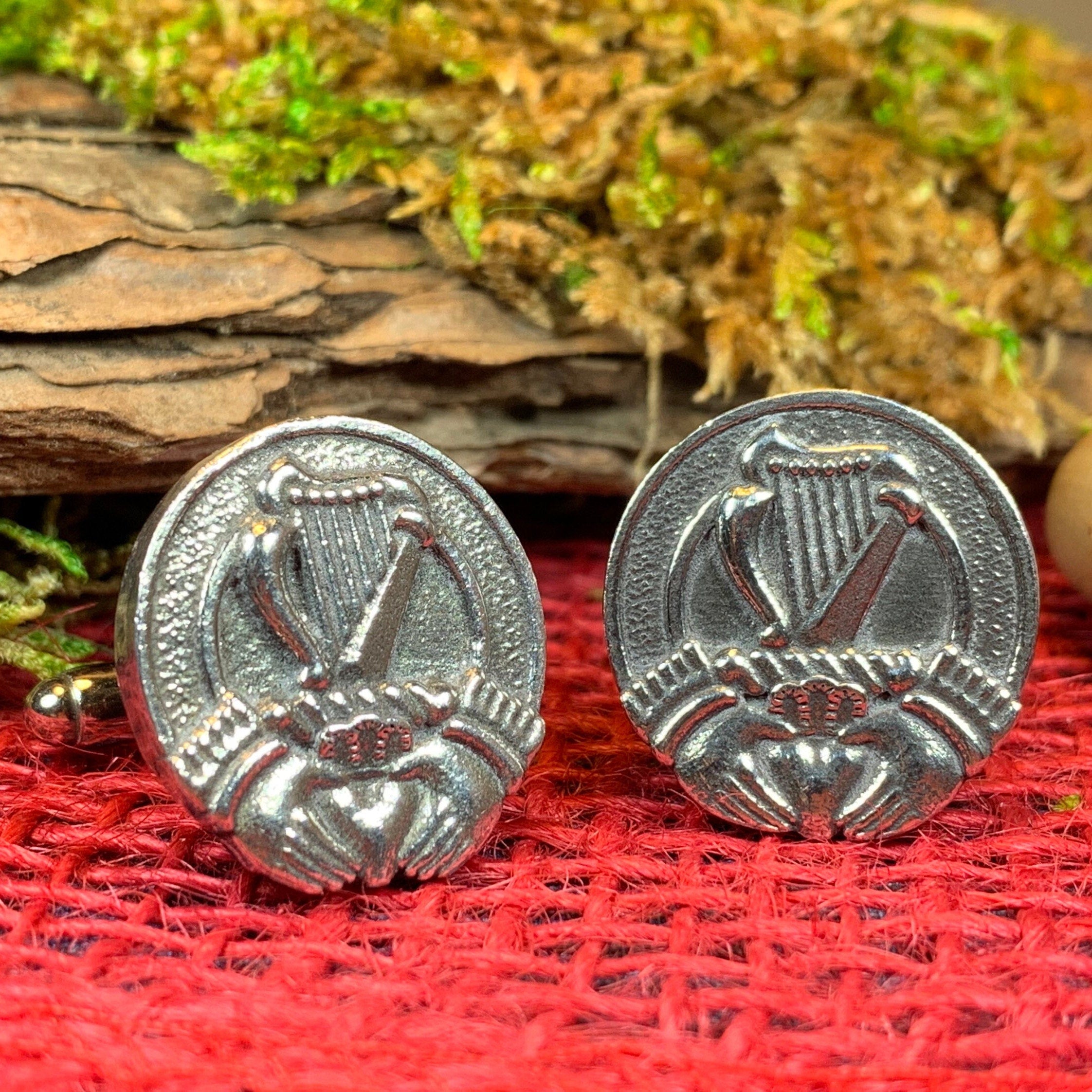 Irish Claddagh & Harp Cuff Links