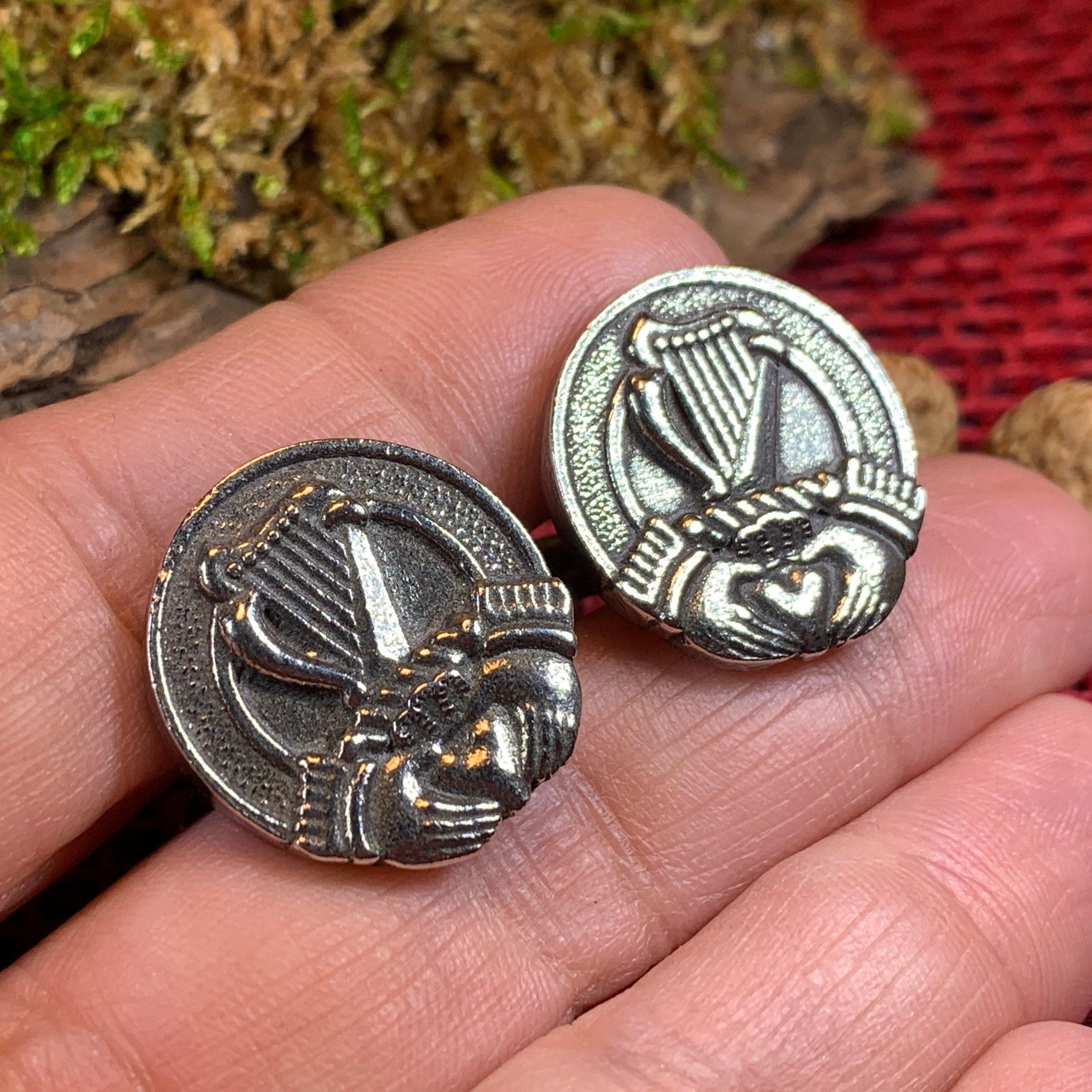 Irish Claddagh & Harp Cuff Links