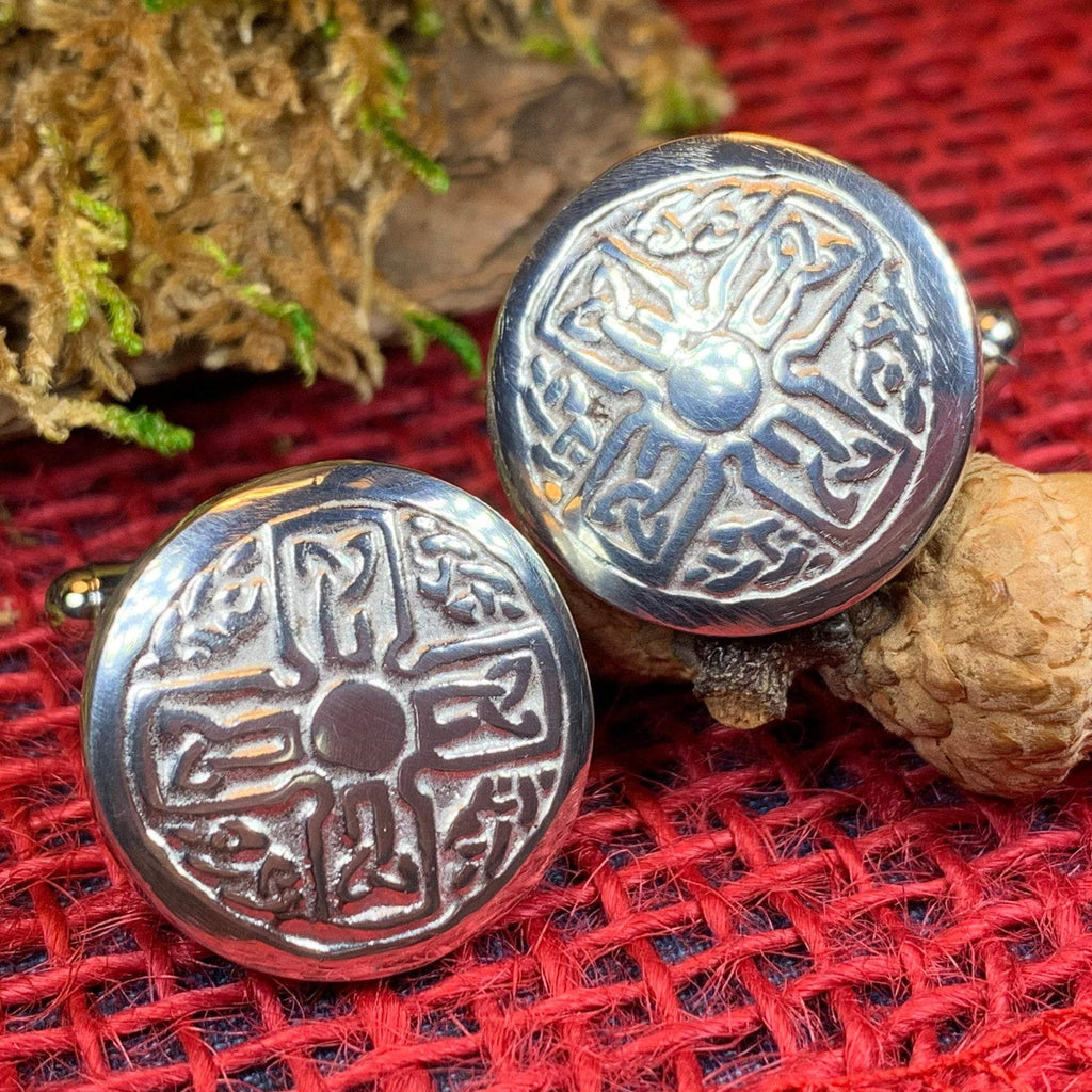 Round Celtic Cross Cuff Links