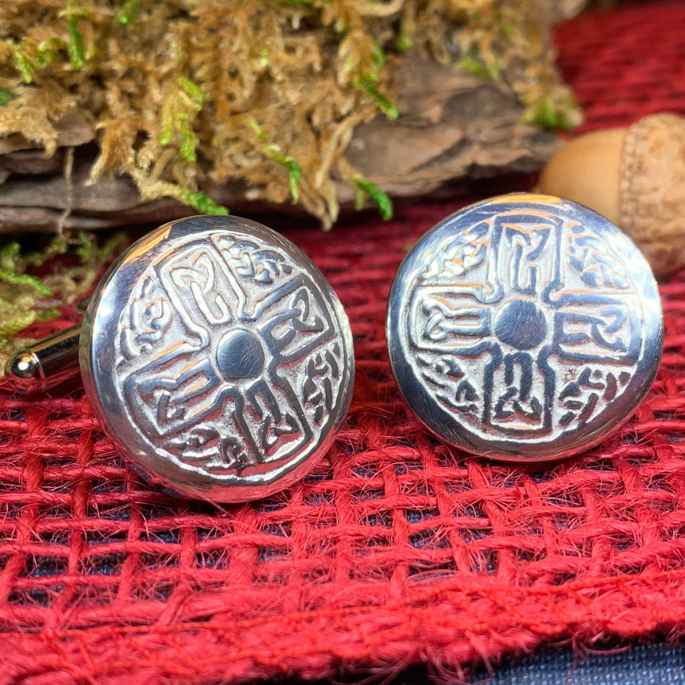 Round Celtic Cross Cuff Links