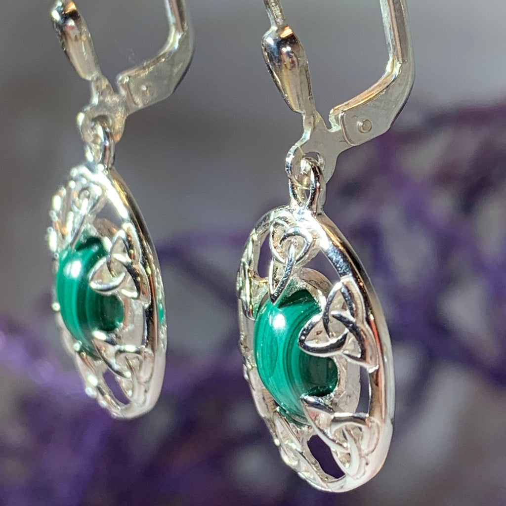 Malachite Trinity Knot Earrings