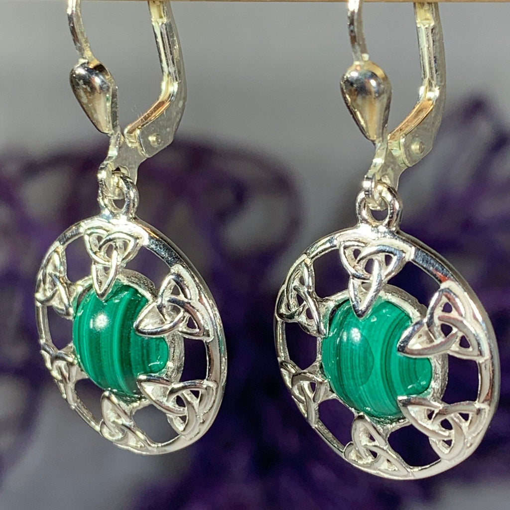 Malachite Trinity Knot Earrings