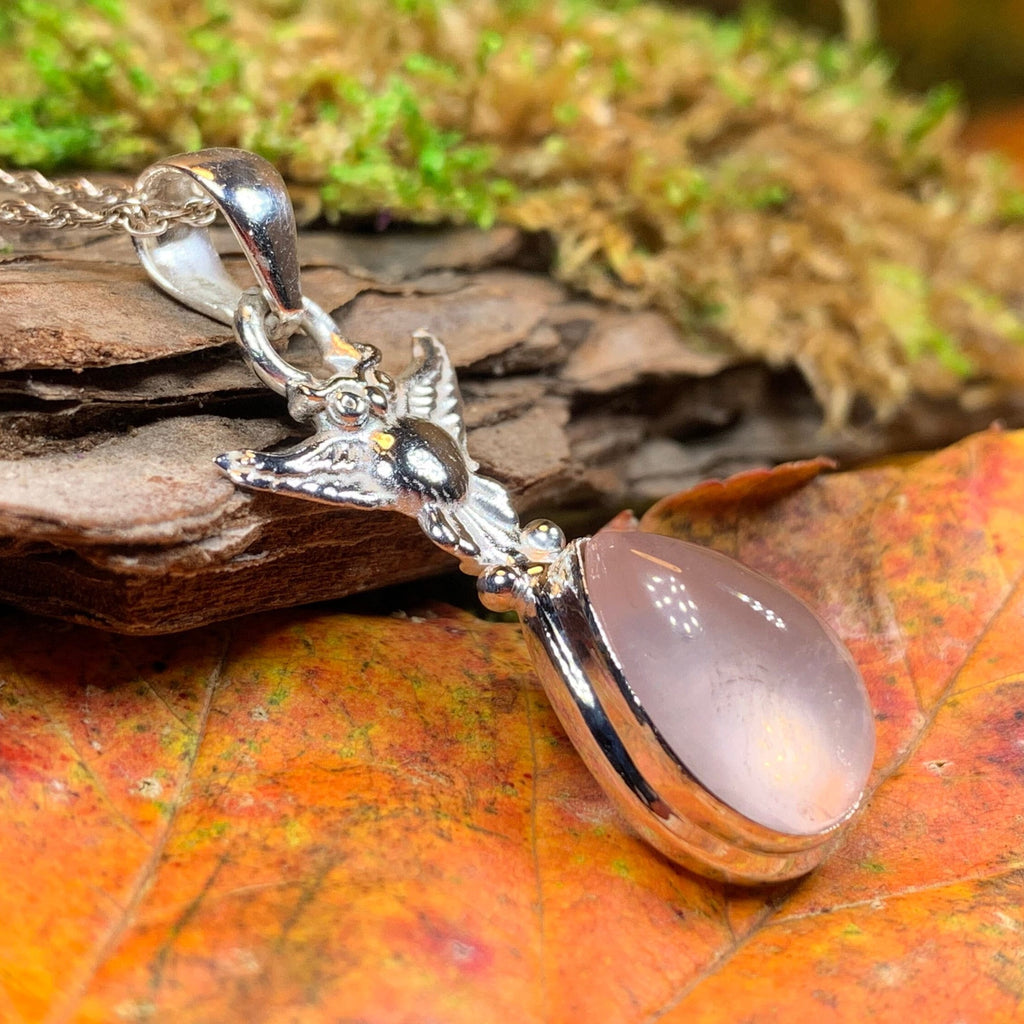 Nissa Rose Quartz Owl Necklace