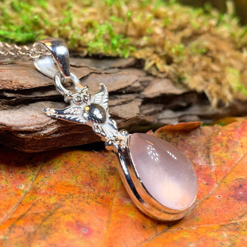 Nissa Rose Quartz Owl Necklace