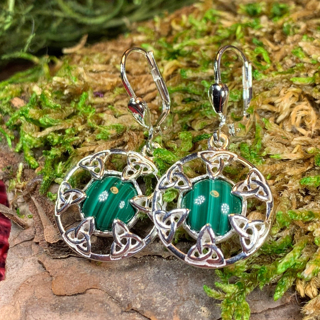 Malachite Trinity Knot Earrings