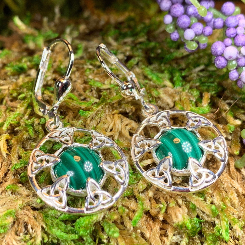 Malachite Trinity Knot Earrings