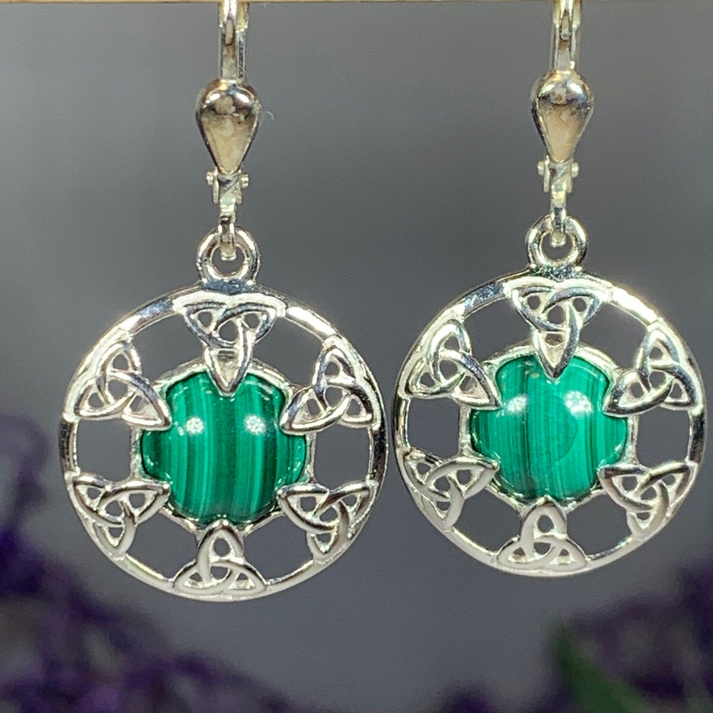 Malachite Trinity Knot Earrings