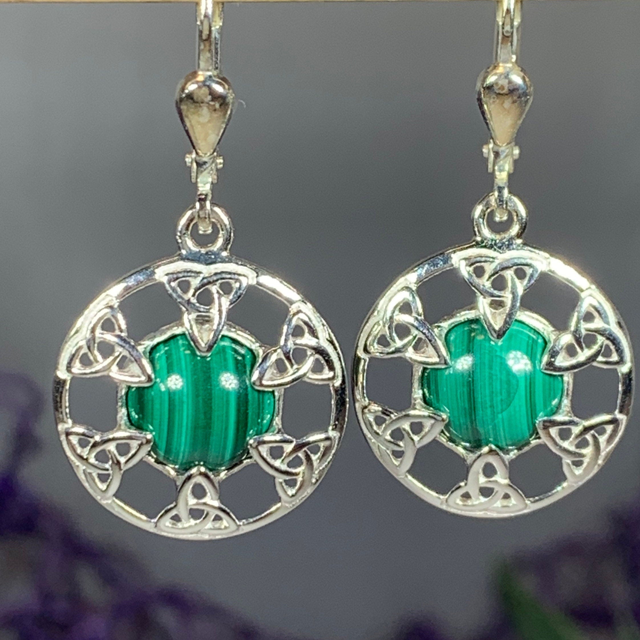 Malachite Trinity Knot Earrings