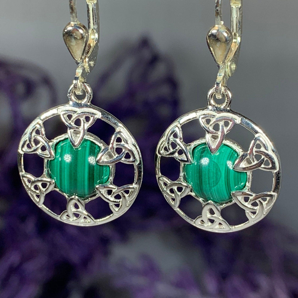 Malachite Trinity Knot Earrings