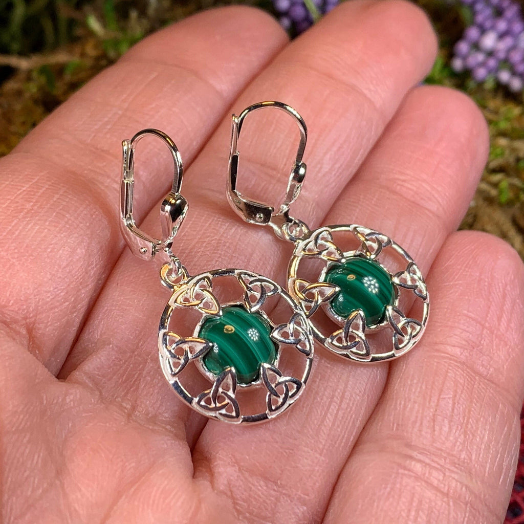 Malachite Trinity Knot Earrings
