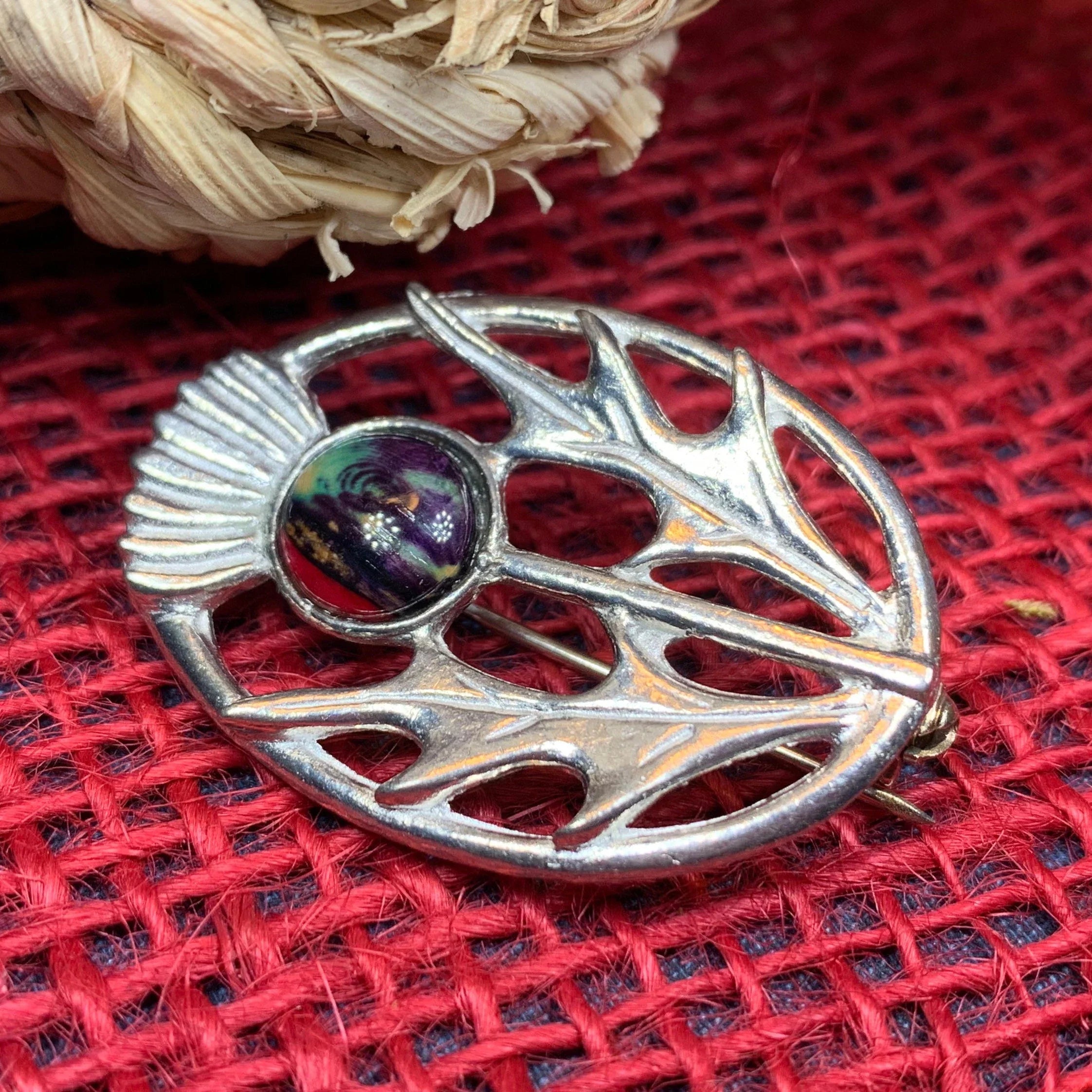 Scottish Heathergems Thistle Brooch
