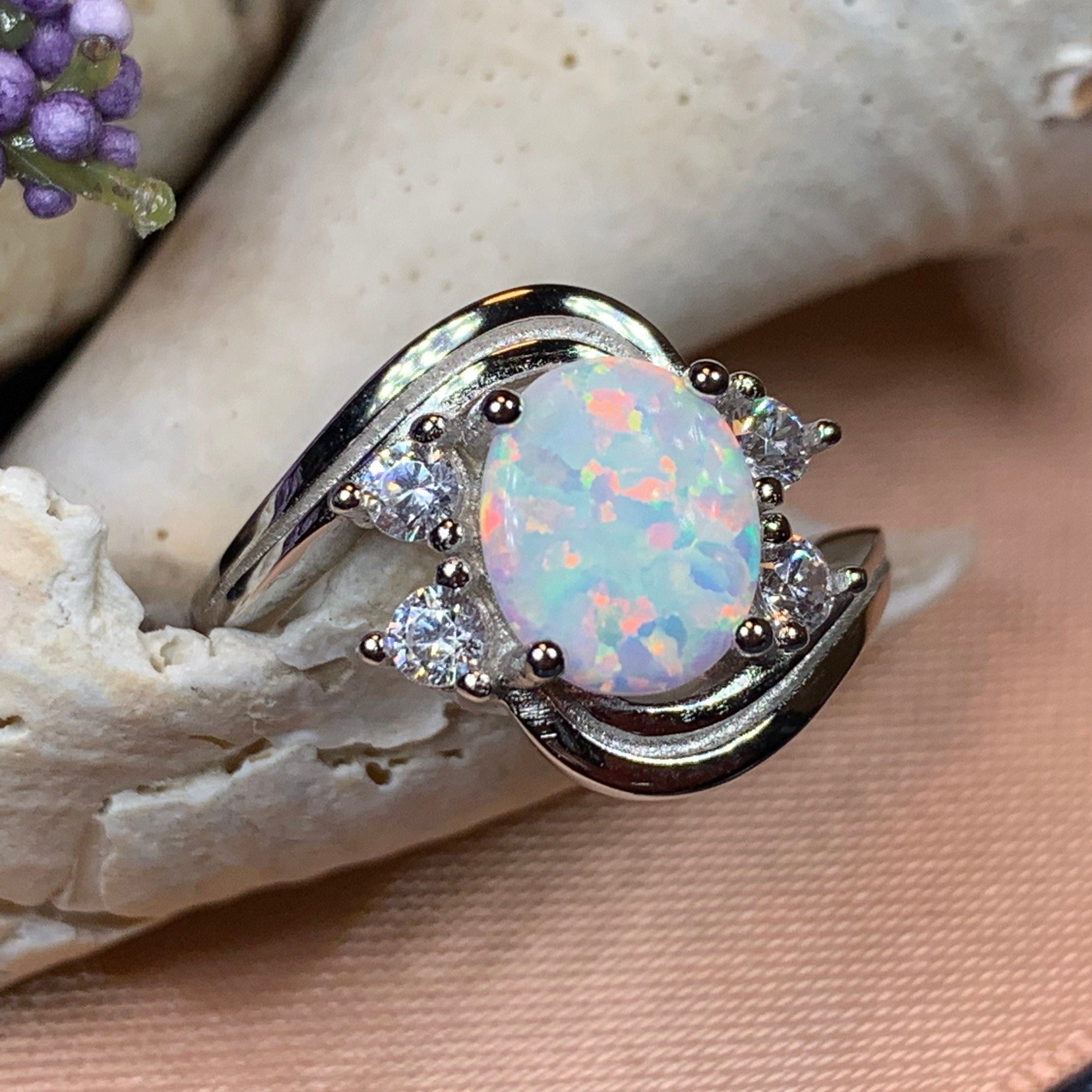 Seafoam Opal Celtic Ring