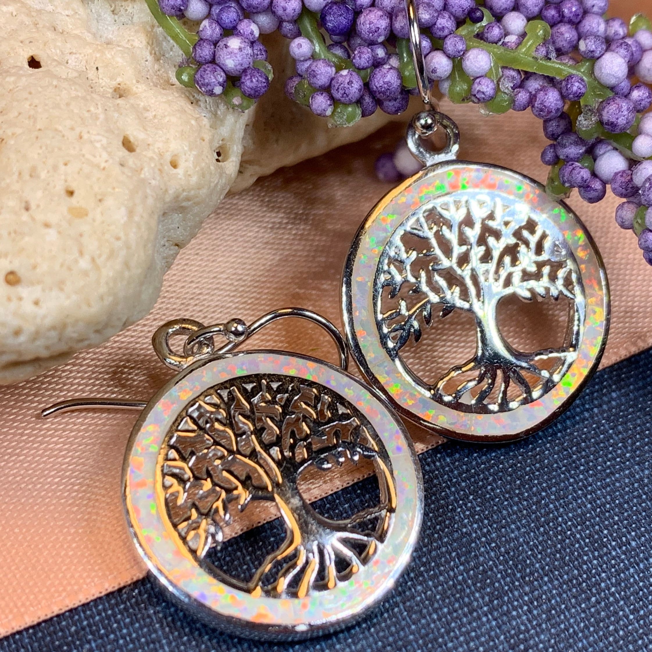 Opal Tree of Life Earrings
