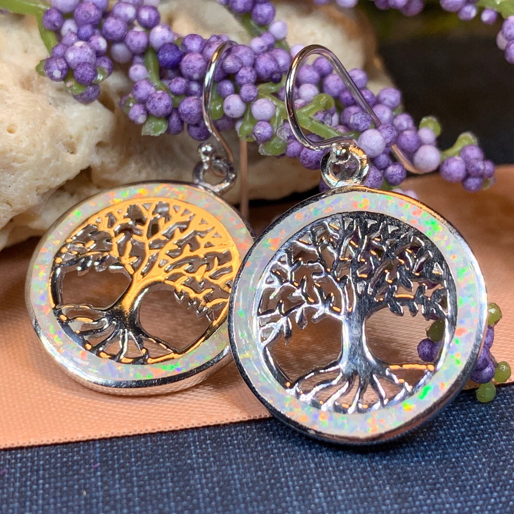 Opal Tree of Life Earrings